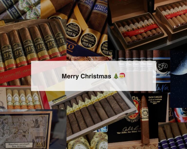 Merry Christmas greetings with Dominican cigars in the background